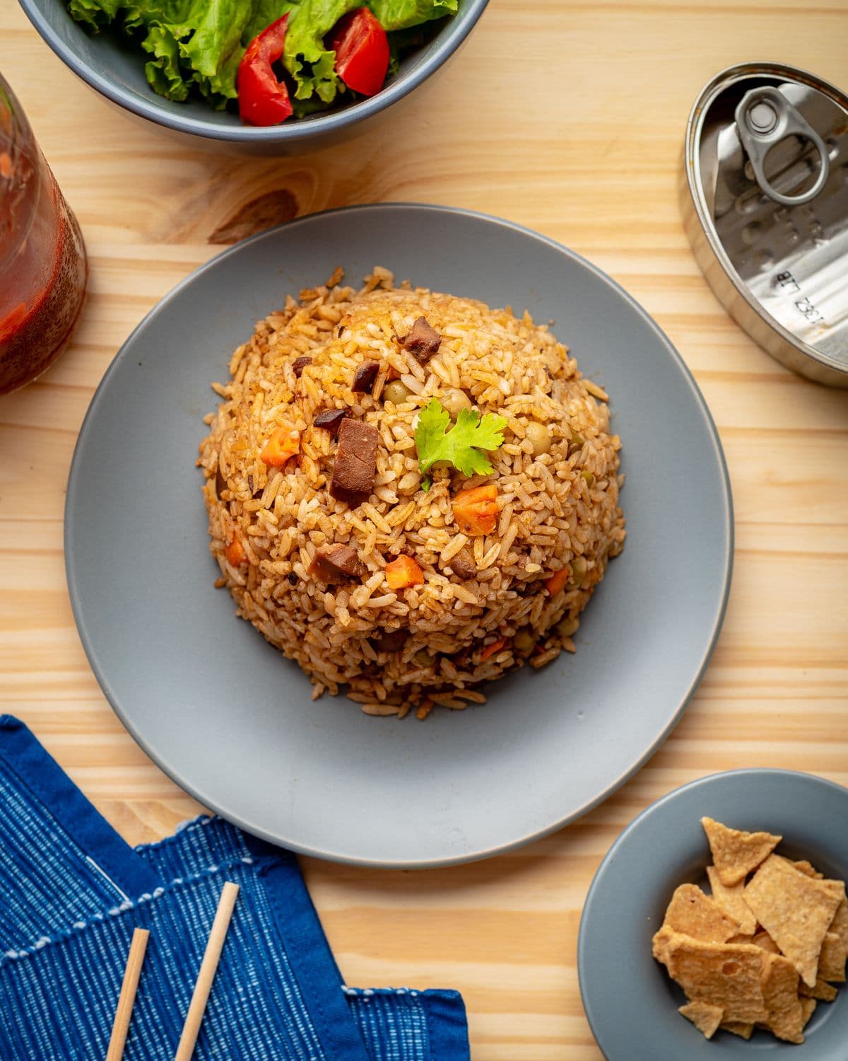 Family-style rice and sides